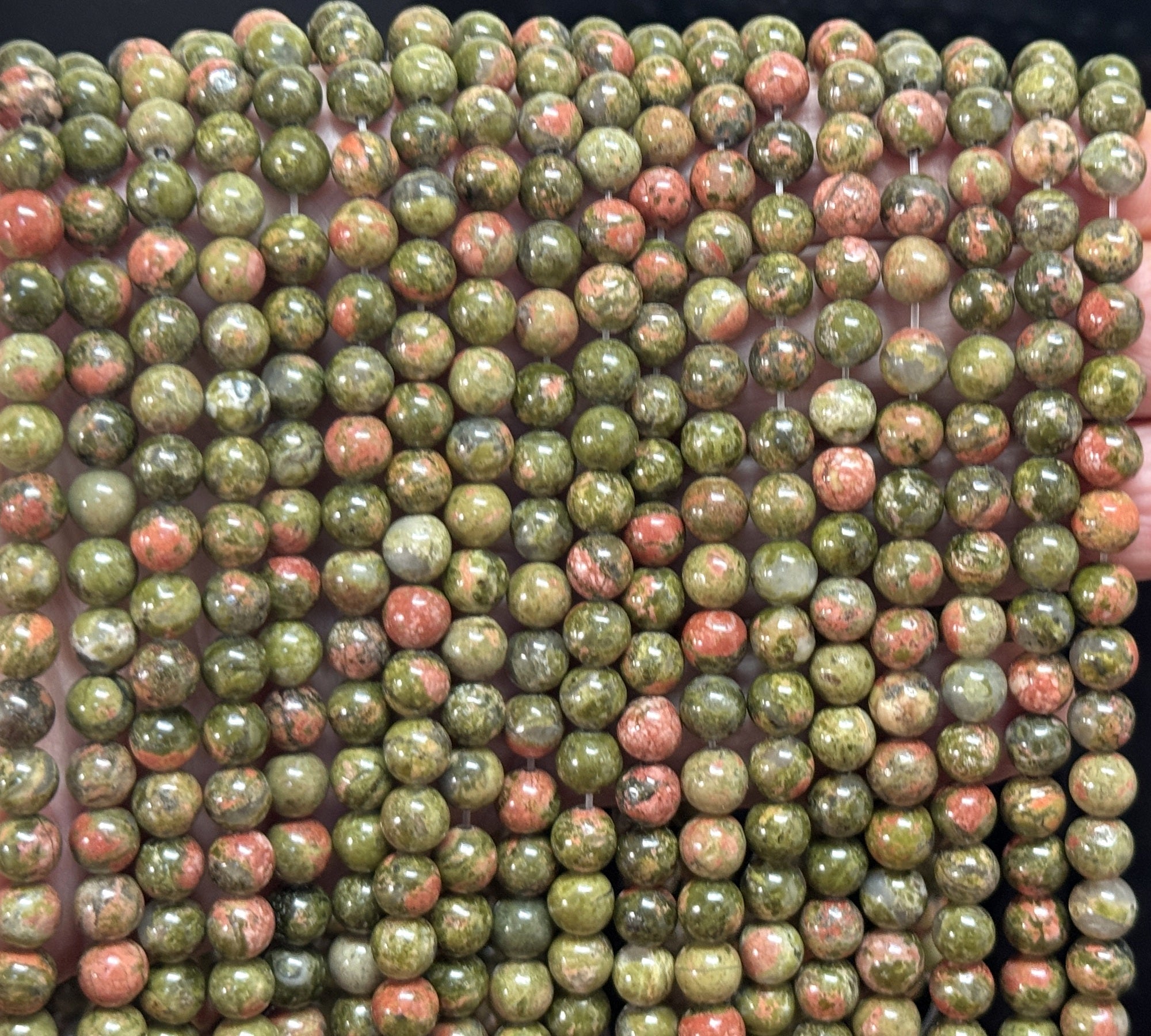 Unakite Jasper 6mm round natural gemstone beads 39cm strand - Oz Beads 
