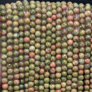 Unakite Jasper 6mm round natural gemstone beads 39cm strand - Oz Beads 