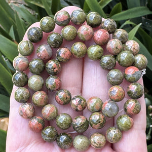 Unakite Jasper 8mm round natural gemstone beads 15.5" strand - Oz Beads 