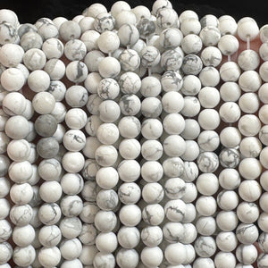 White Howlite matte 6mm round natural gemstone beads 15.5" strand - Oz Beads 