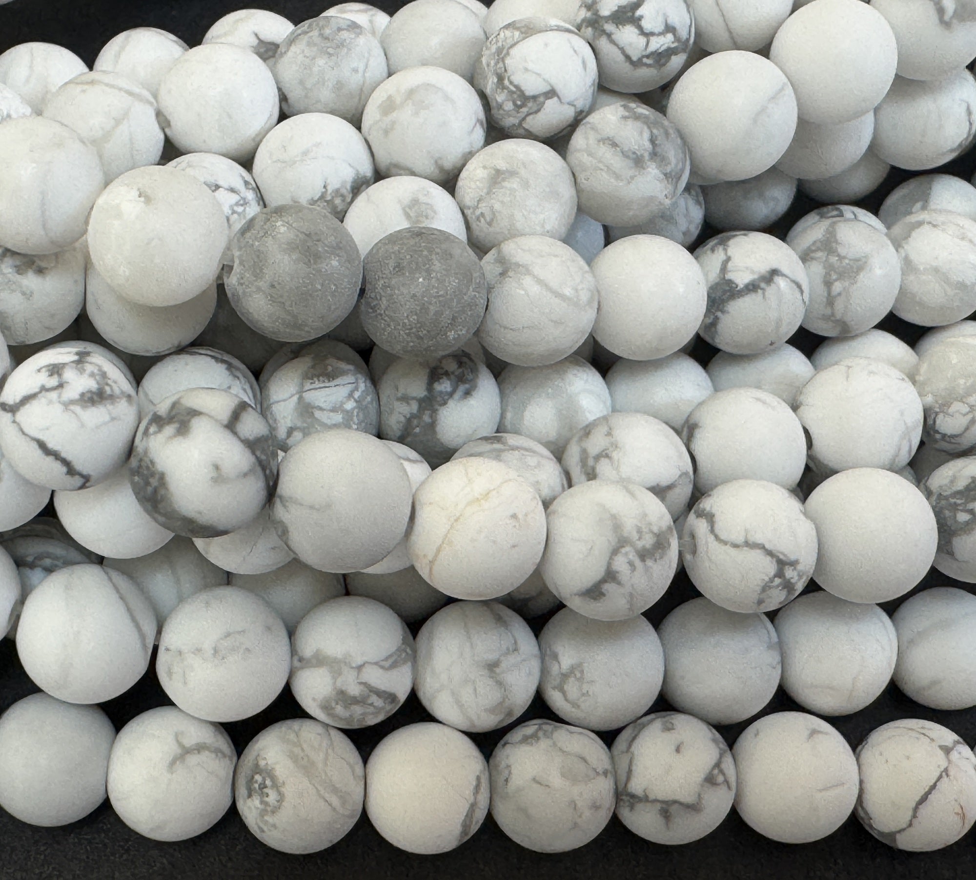 White Howlite matte 6mm round natural gemstone beads 15.5" strand - Oz Beads 