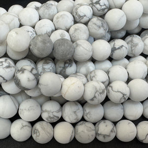 White Howlite matte 6mm round natural gemstone beads 15.5" strand - Oz Beads 