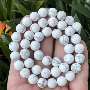 White Howlite matte 8mm round natural gemstone beads 15" strand - Oz Beads 