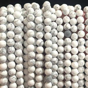 White Howlite matte 8mm round natural gemstone beads 15" strand - Oz Beads 