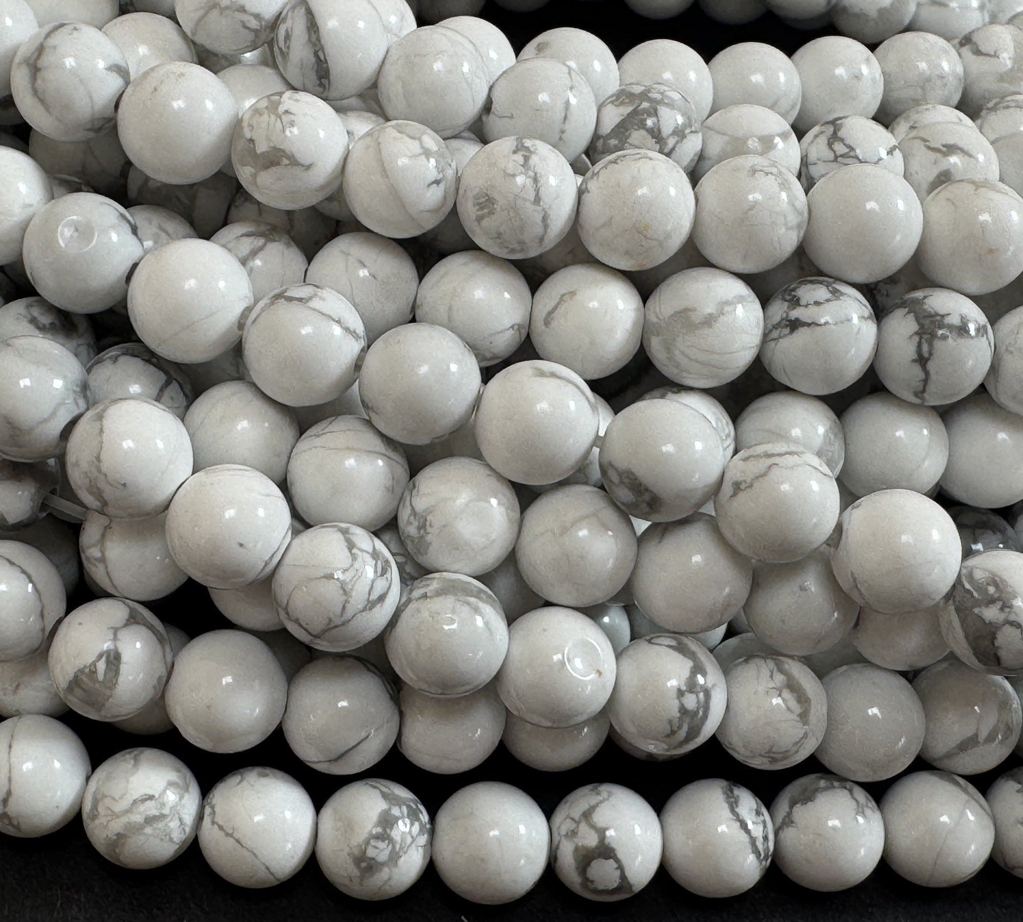 White Howlite polished 6mm round natural gemstone beads 15" strand - Oz Beads 