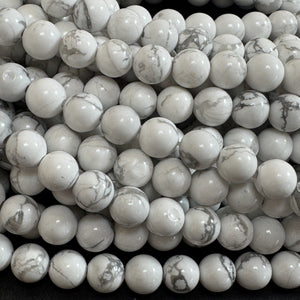 White Howlite polished 6mm round natural gemstone beads 15" strand - Oz Beads 