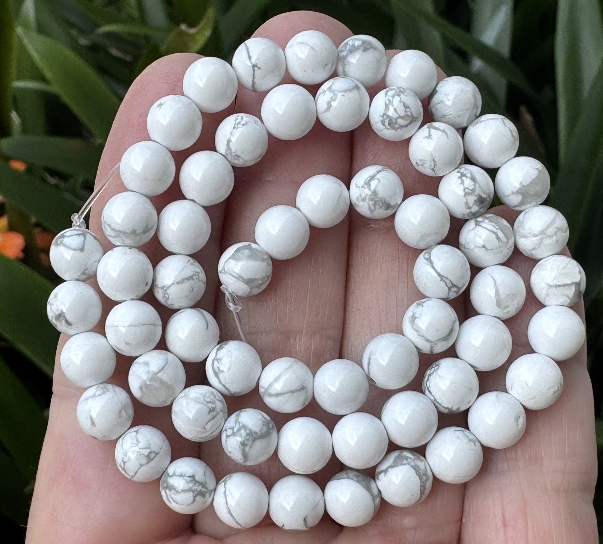 White Howlite polished 6mm round natural gemstone beads 15" strand - Oz Beads 