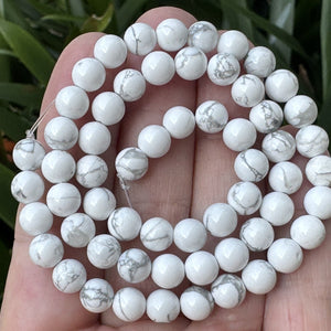 White Howlite polished 6mm round natural gemstone beads 15" strand - Oz Beads 