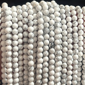 White Howlite polished 6mm round natural gemstone beads 15" strand - Oz Beads 