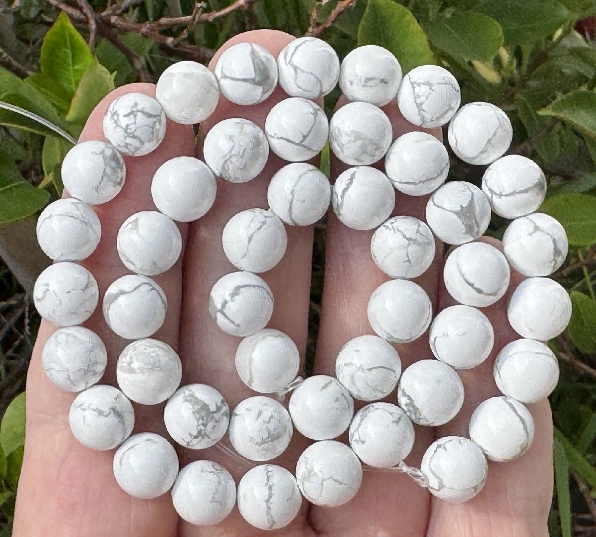 White Howlite polished 8mm round natural gemstone beads 15" strand - Oz Beads 