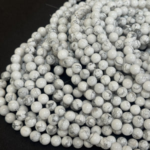 White Howlite polished 8mm round natural gemstone beads 15" strand - Oz Beads 