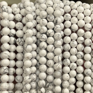 White Howlite polished 8mm round natural gemstone beads 15" strand - Oz Beads 