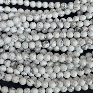 White Howlite polished 8mm round natural gemstone beads 15" strand - Oz Beads 