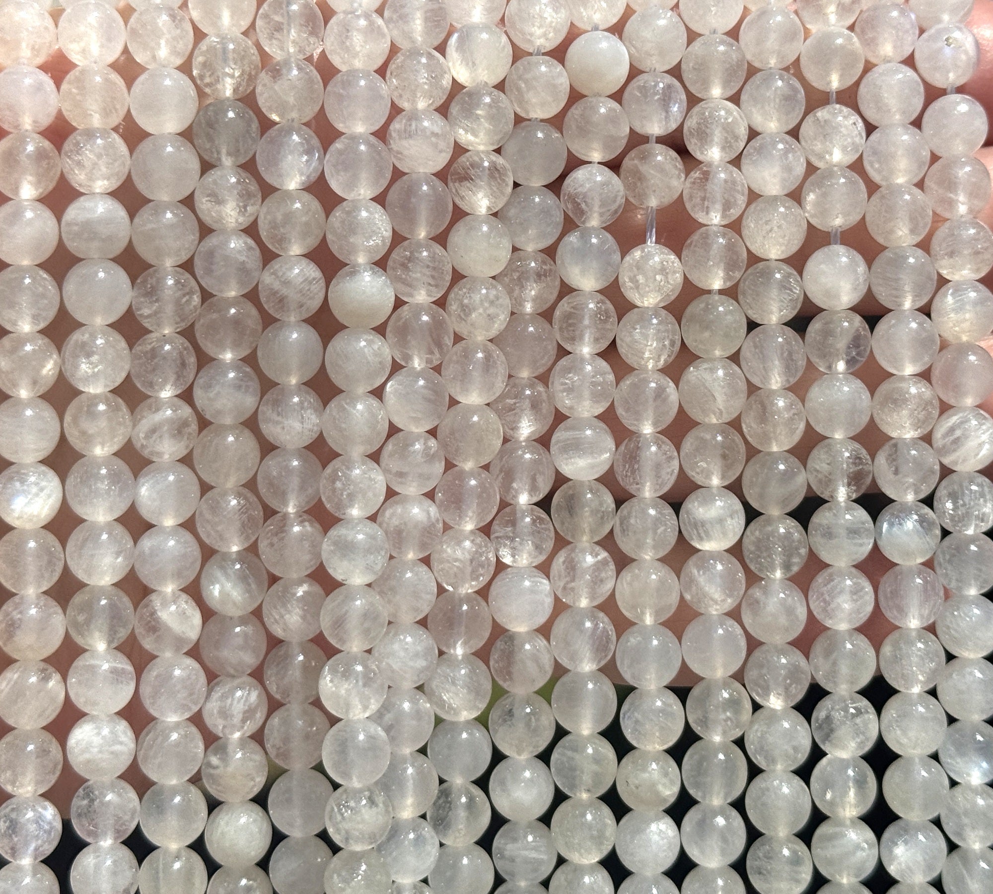 Rainbow Moonstone 6mm round natural gemstone beads 15.5" strand - Oz Beads 