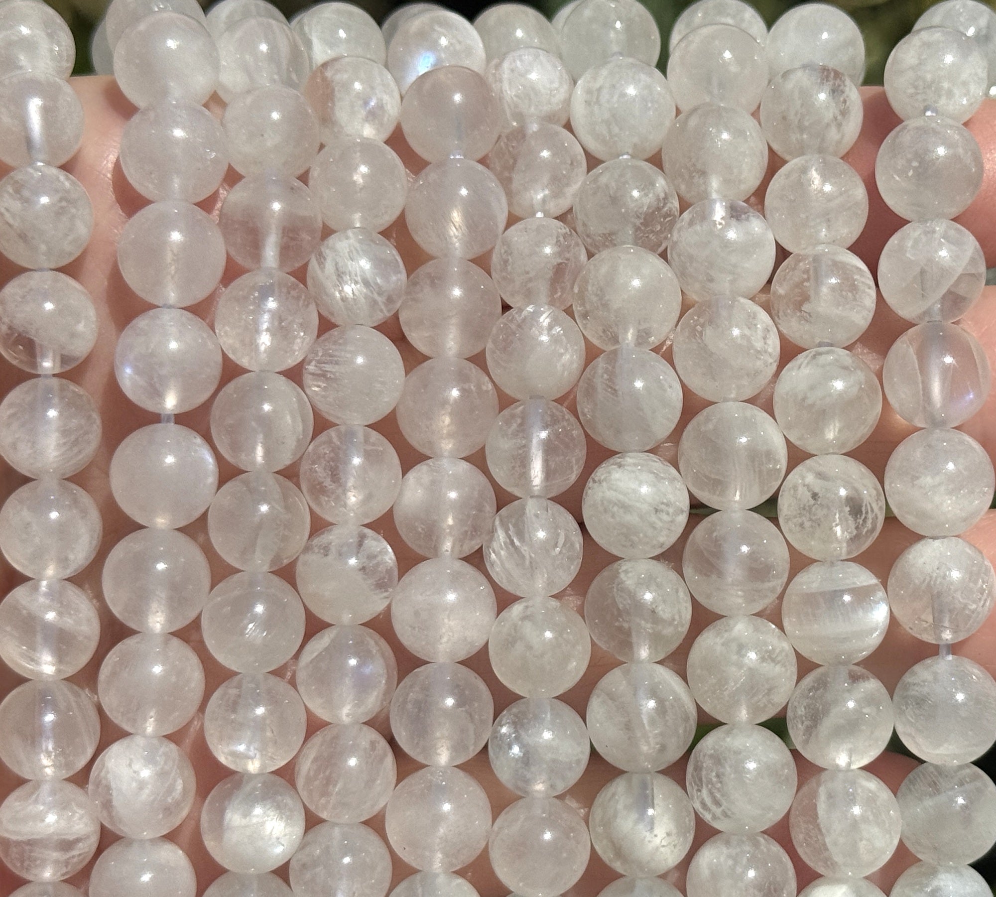 Rainbow Moonstone 8mm round natural gemstone beads 15" strand - Oz Beads 