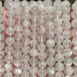 Rainbow Moonstone 8mm round natural gemstone beads 15" strand - Oz Beads 