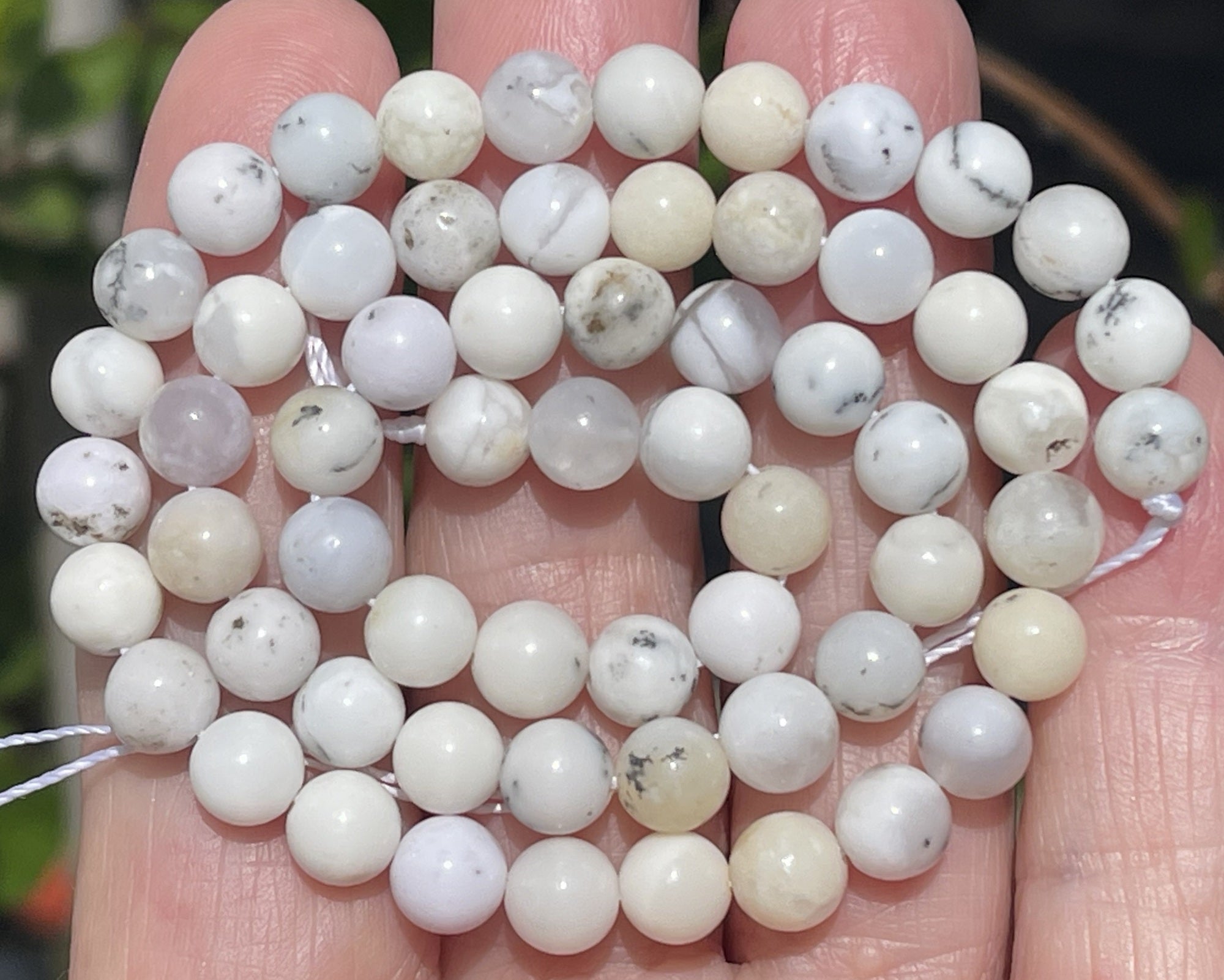 White Opal 6mm round natural gemstone beads 15.5" strand - Oz Beads 