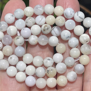 White Opal 6mm round natural gemstone beads 15.5" strand - Oz Beads 