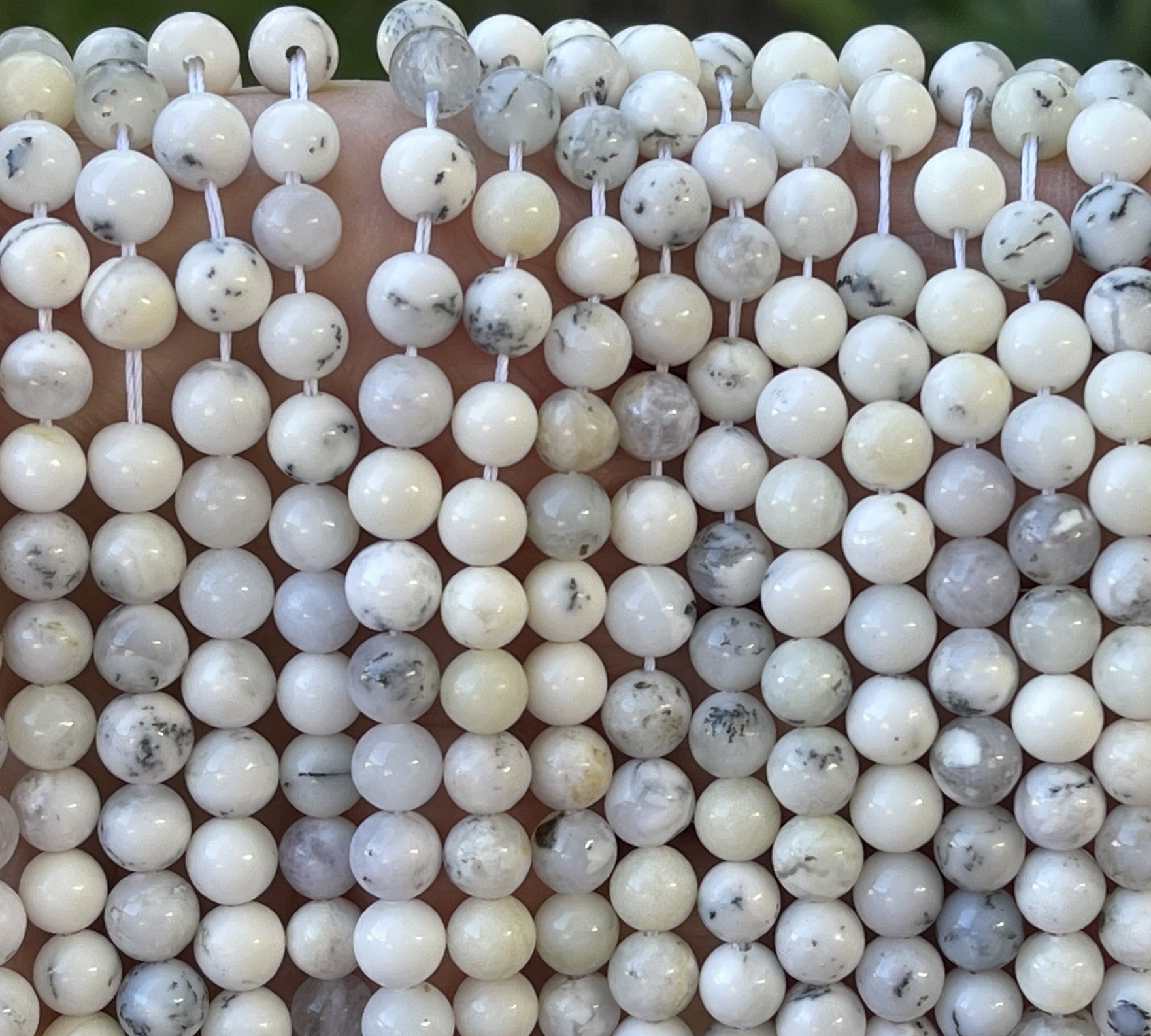White Opal 6mm round natural gemstone beads 15.5" strand - Oz Beads 