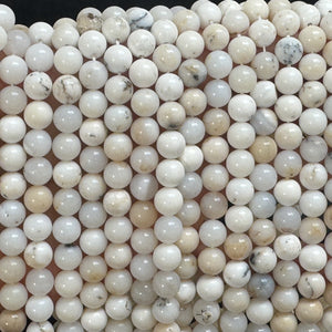 White Opal 8mm round natural gemstone beads 15.5" strand - Oz Beads 