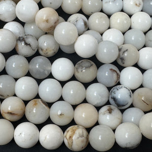 White Opal 8mm round natural gemstone beads 15.5" strand - Oz Beads 