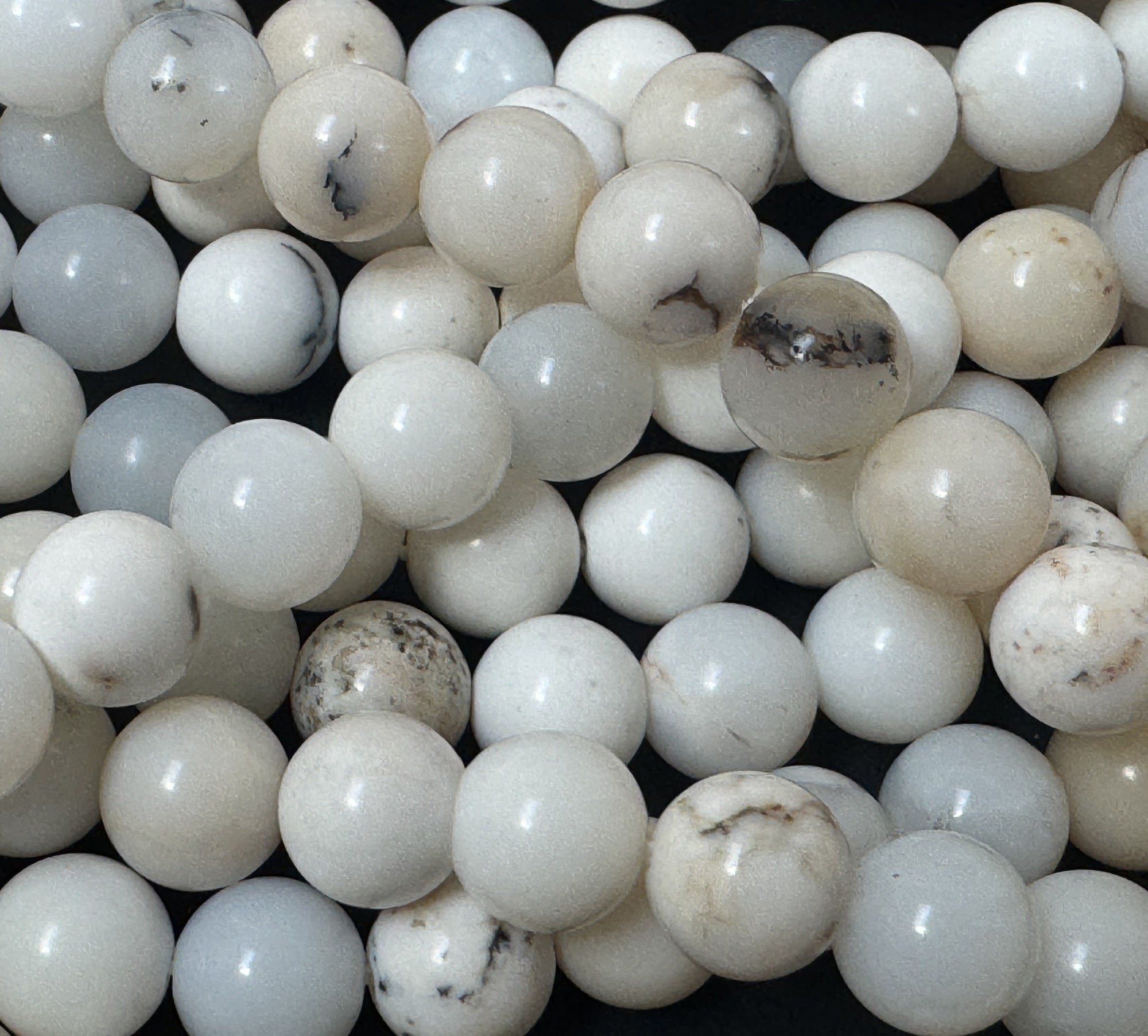 White Opal 8mm round natural gemstone beads 15.5" strand - Oz Beads 