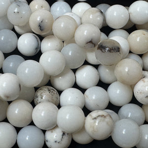 White Opal 8mm round natural gemstone beads 15.5" strand - Oz Beads 