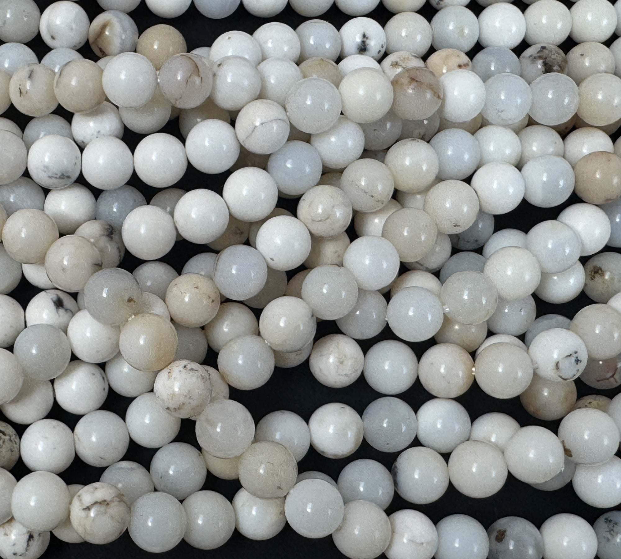 White Opal 8mm round natural gemstone beads 15.5" strand - Oz Beads 