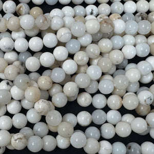 White Opal 8mm round natural gemstone beads 15.5" strand - Oz Beads 