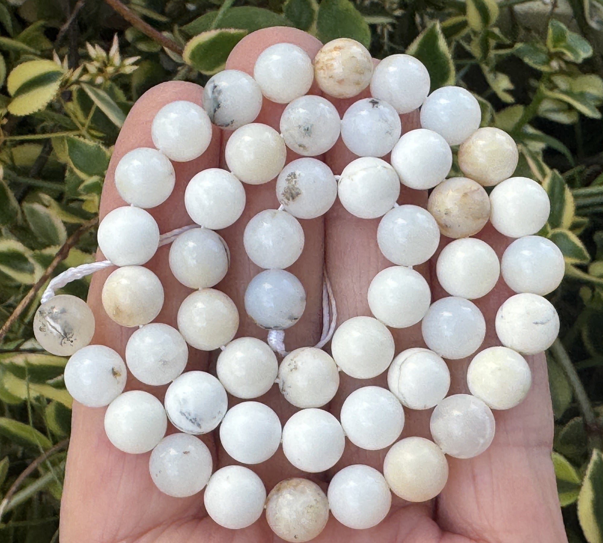 White Opal 8mm round natural gemstone beads 15.5" strand - Oz Beads 