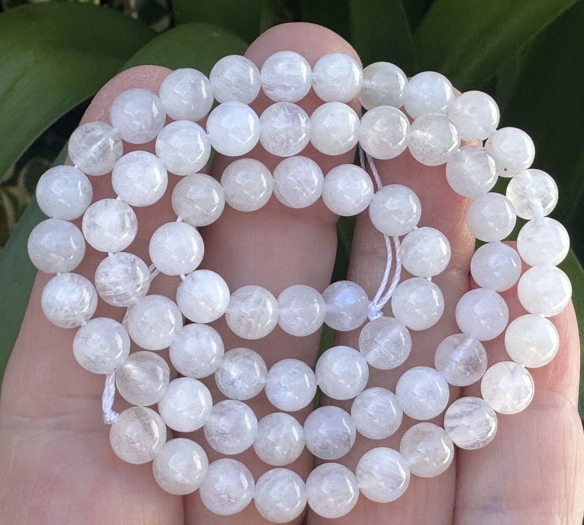 White Rainbow Moonstone 6mm round natural gemstone beads 15.5" strand - Oz Beads