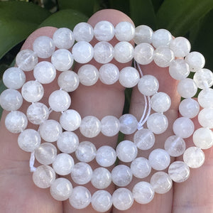 White Rainbow Moonstone 6mm round natural gemstone beads 15.5" strand - Oz Beads