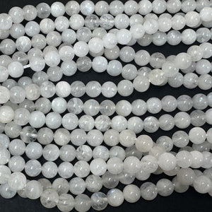 White Rainbow Moonstone 6mm round natural gemstone beads 15.5" strand - Oz Beads
