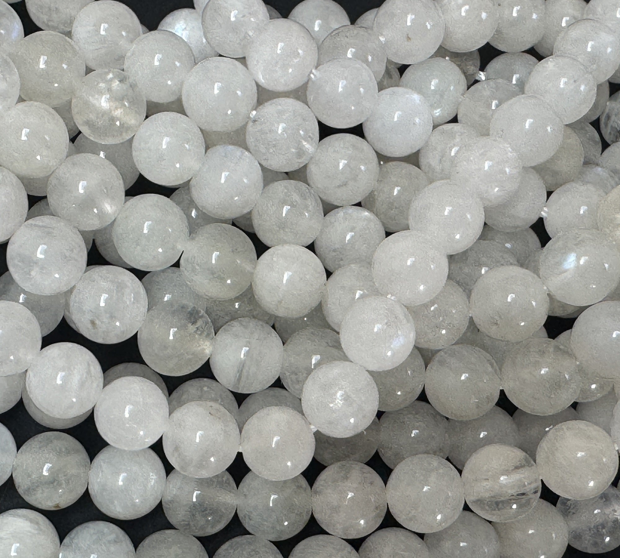 White Rainbow Moonstone 6mm round natural gemstone beads 15.5" strand - Oz Beads