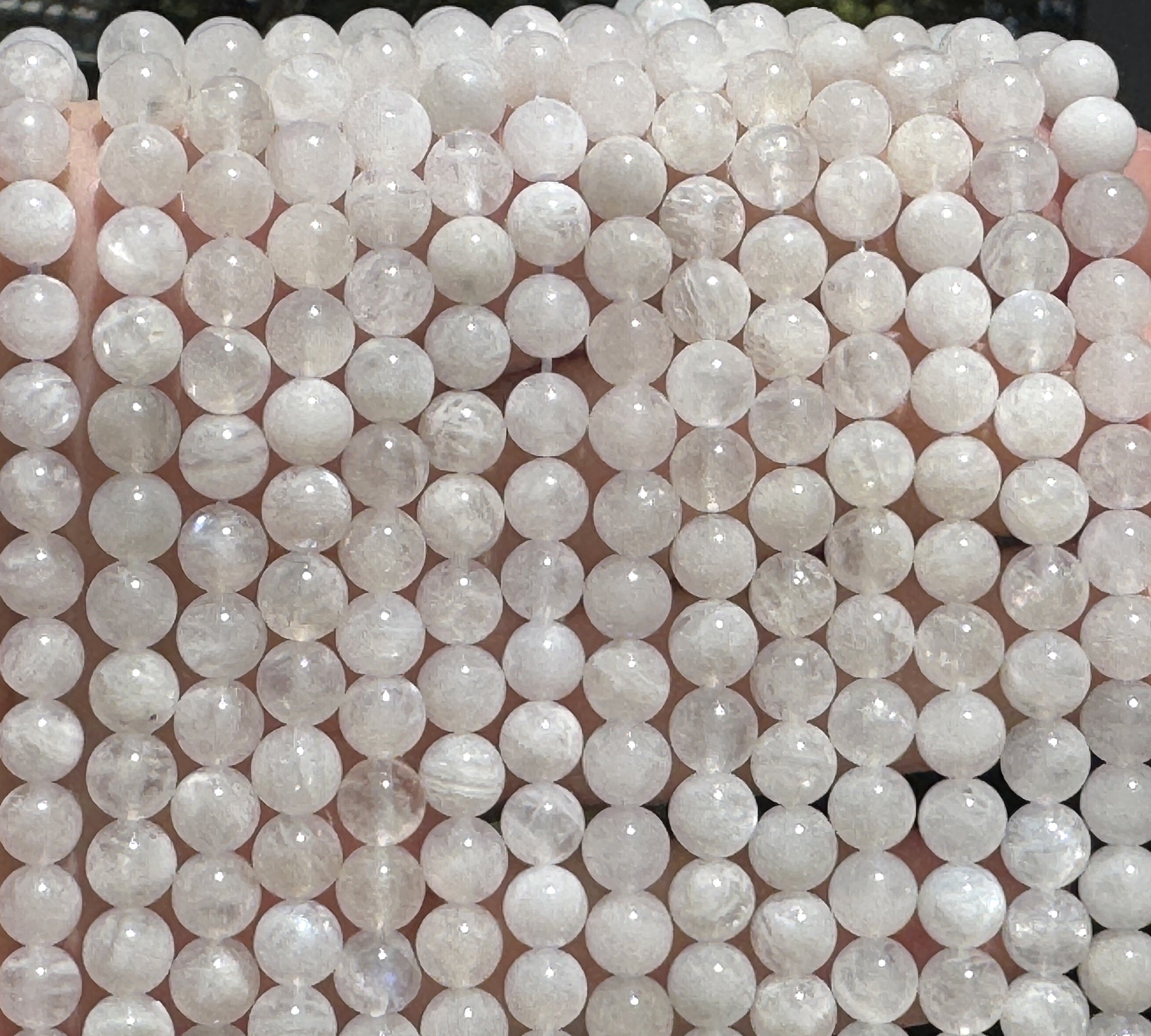 White Rainbow Moonstone 6mm round natural gemstone beads 15.5" strand - Oz Beads