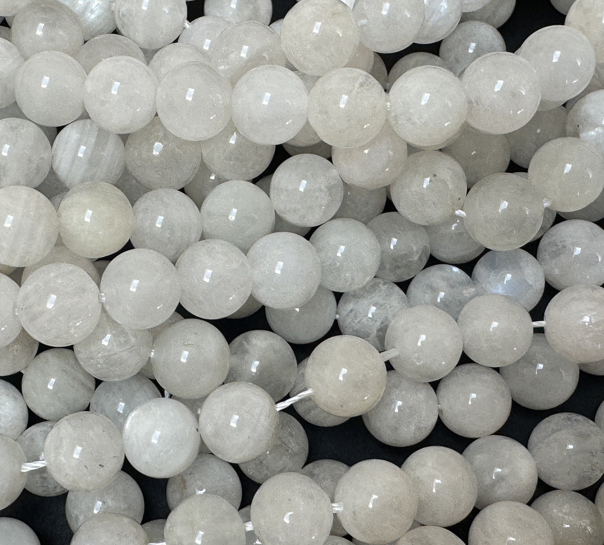 White Rainbow Moonstone 8mm round natural gemstone beads 15" strand