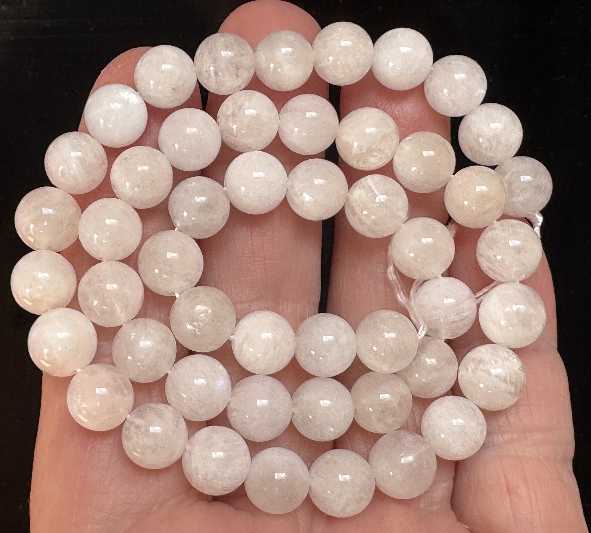 White Rainbow Moonstone 8mm round natural gemstone beads 15" strand
