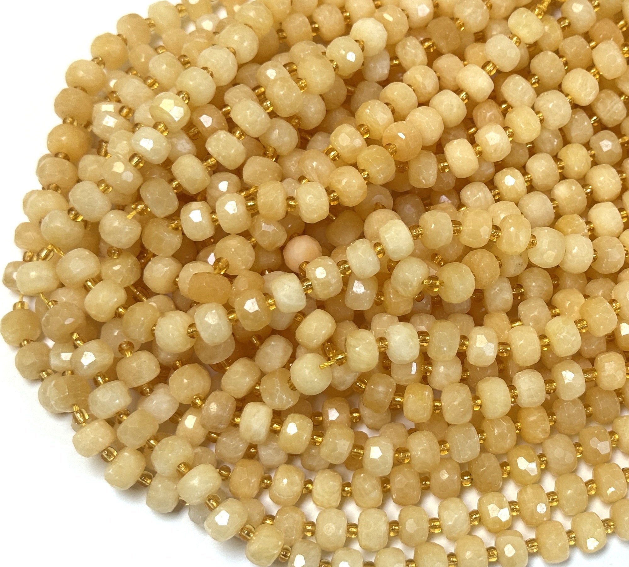 Yellow Calcite 6x8mm faceted rondelle gemstone beads 38cm strand - Oz 