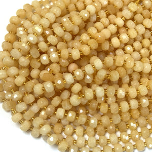 Yellow Calcite 6x8mm faceted rondelle gemstone beads 38cm strand - Oz 