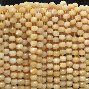 Yellow Calcite 6x8mm faceted rondelle gemstone beads 38cm strand - Oz Beads