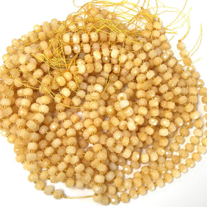 Yellow Calcite 6x8mm micro faceted rondelle beads 38cm strand - Oz Beads