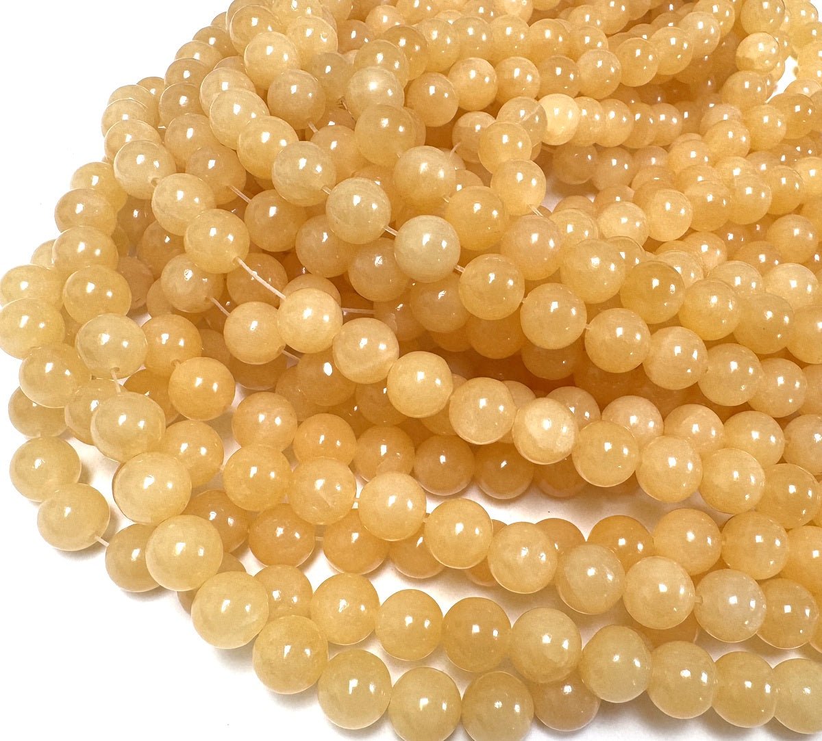 Yellow Honey Jade 10mm round natural gemstone beads 15" strand - Oz Beads