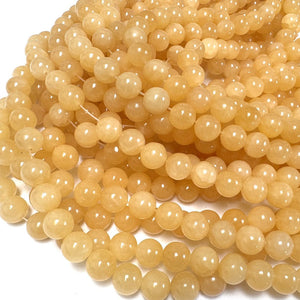 Yellow Honey Jade 10mm round natural gemstone beads 15" strand - Oz Beads