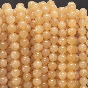 Yellow Honey Jade 10mm round natural gemstone beads 15" strand - Oz Beads