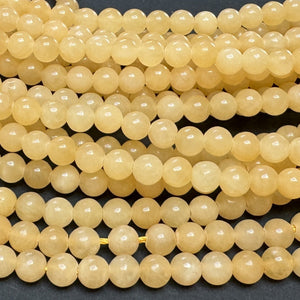 Yellow Honey Jade 6mm round natural gemstone beads 15" strand - Oz Beads 