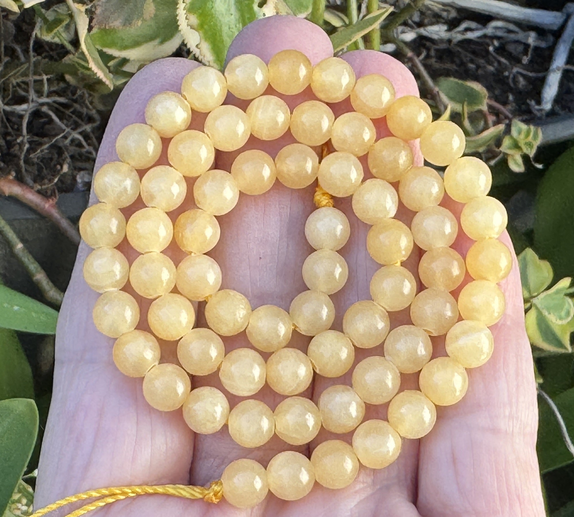 Yellow Honey Jade 6mm round natural gemstone beads 15" strand - Oz Beads 
