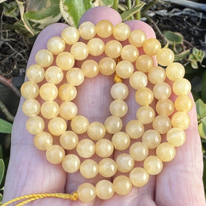 Yellow Honey Jade 6mm round natural gemstone beads 15" strand - Oz Beads 