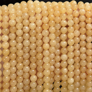 Yellow Honey Jade 6mm round natural gemstone beads 15" strand - Oz Beads 