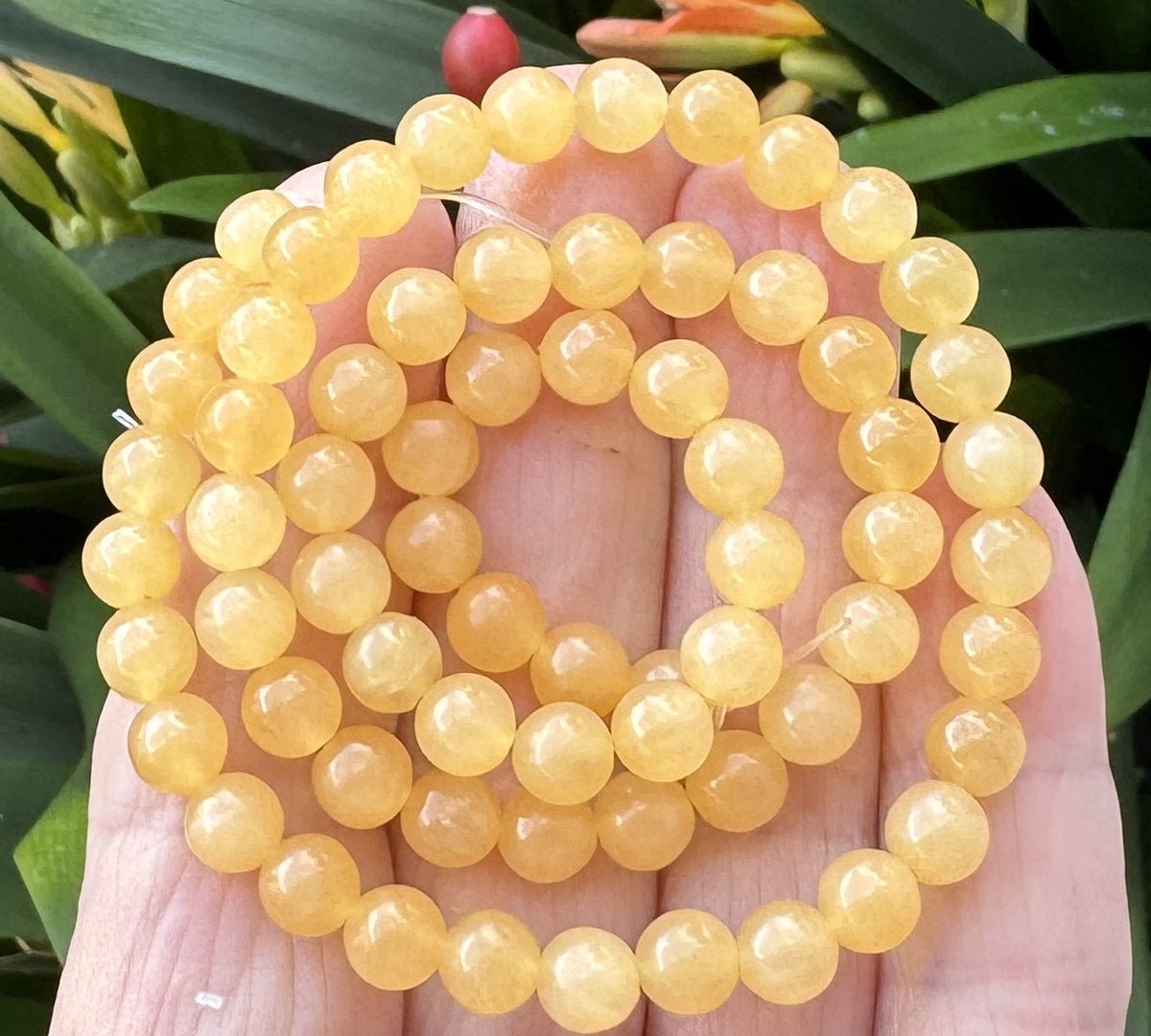 Yellow Honey Jade 6mm round natural gemstone beads 15" strand - Oz Beads