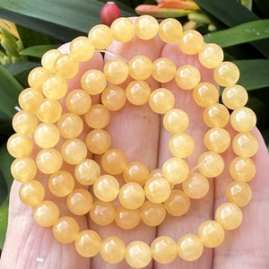 Yellow Honey Jade 6mm round natural gemstone beads 15" strand - Oz Beads